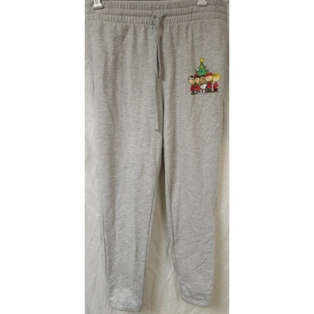Peanuts And Gang Adult Medium Grey Holiday Stretch Christmas Sweatpants  32x30